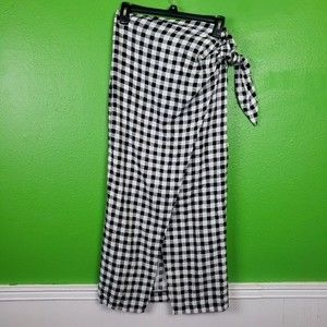 Zara Black and White Checkered Maxi Skirt